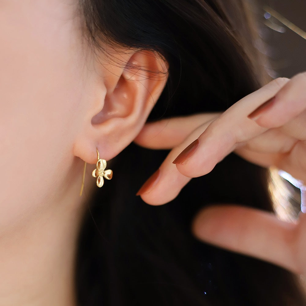 Brushed Flower Threader Line Earrings - view 1