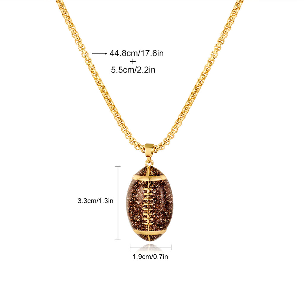 Football Charm Pendant Chain Necklace - Gold