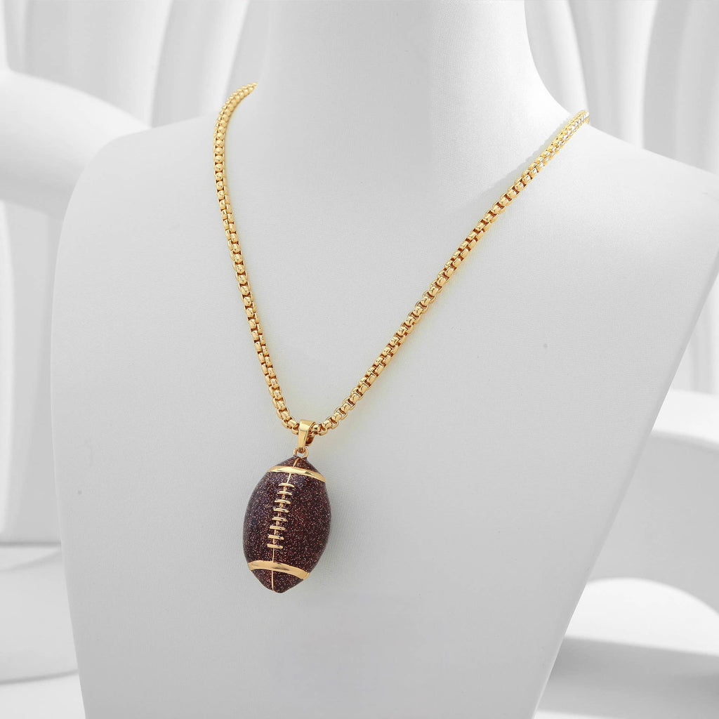 Football Charm Pendant Chain Necklace