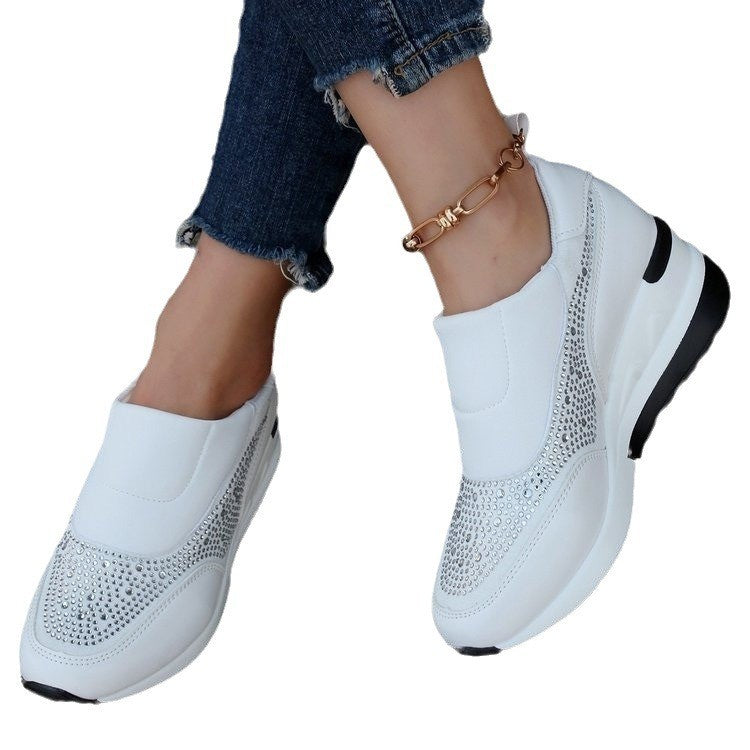 Rhinestone Slip-On Wedge Sneakers