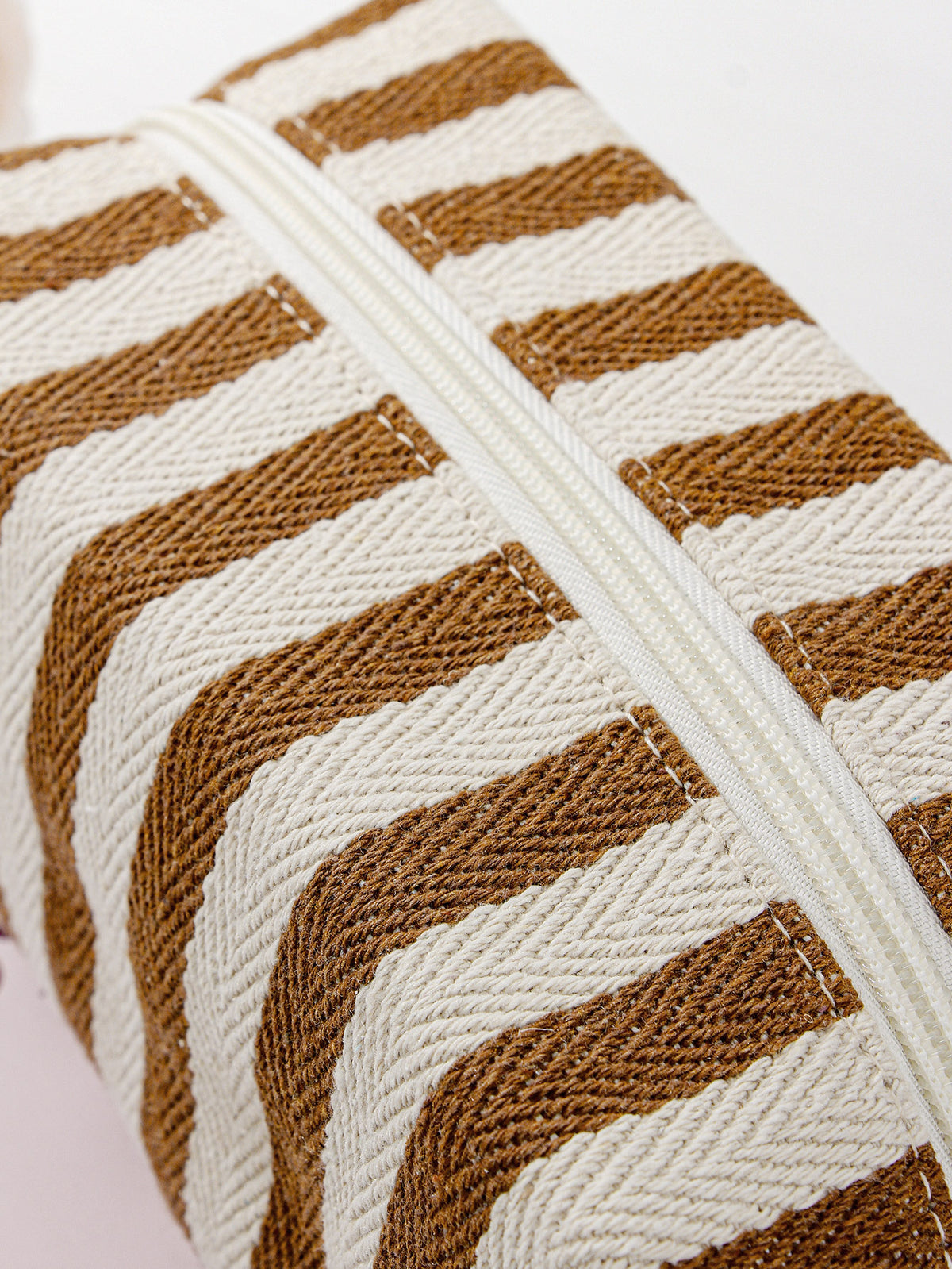Woven Stripe Canvas Cosmetic Zip Pouch - Brown - 2