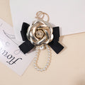 Camellia Bow Pearl Charm Keychain - Gold