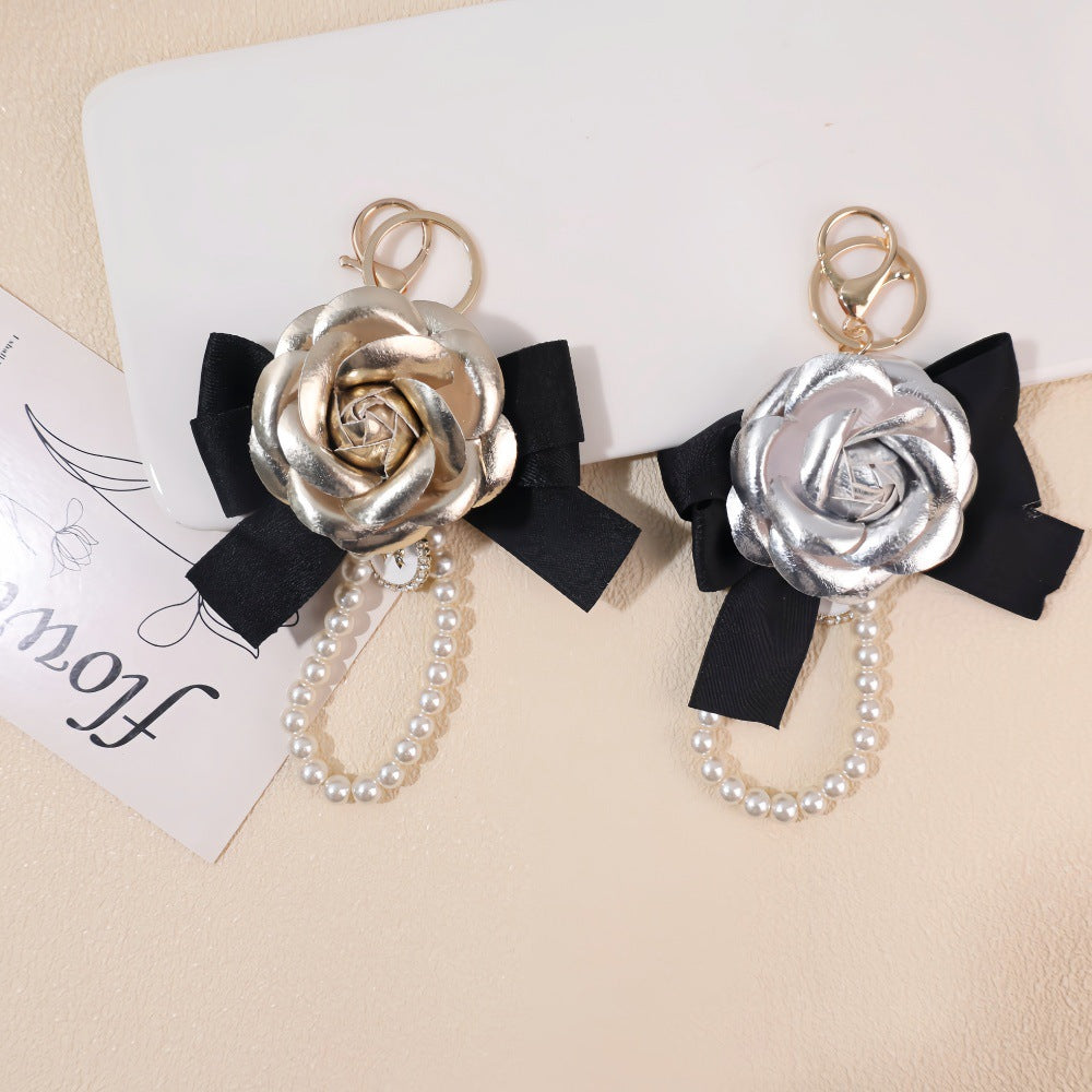 Camellia Bow Pearl Charm Keychain - view 1