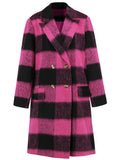 Buffalo Check Double Breasted Longline Coat - Rosered