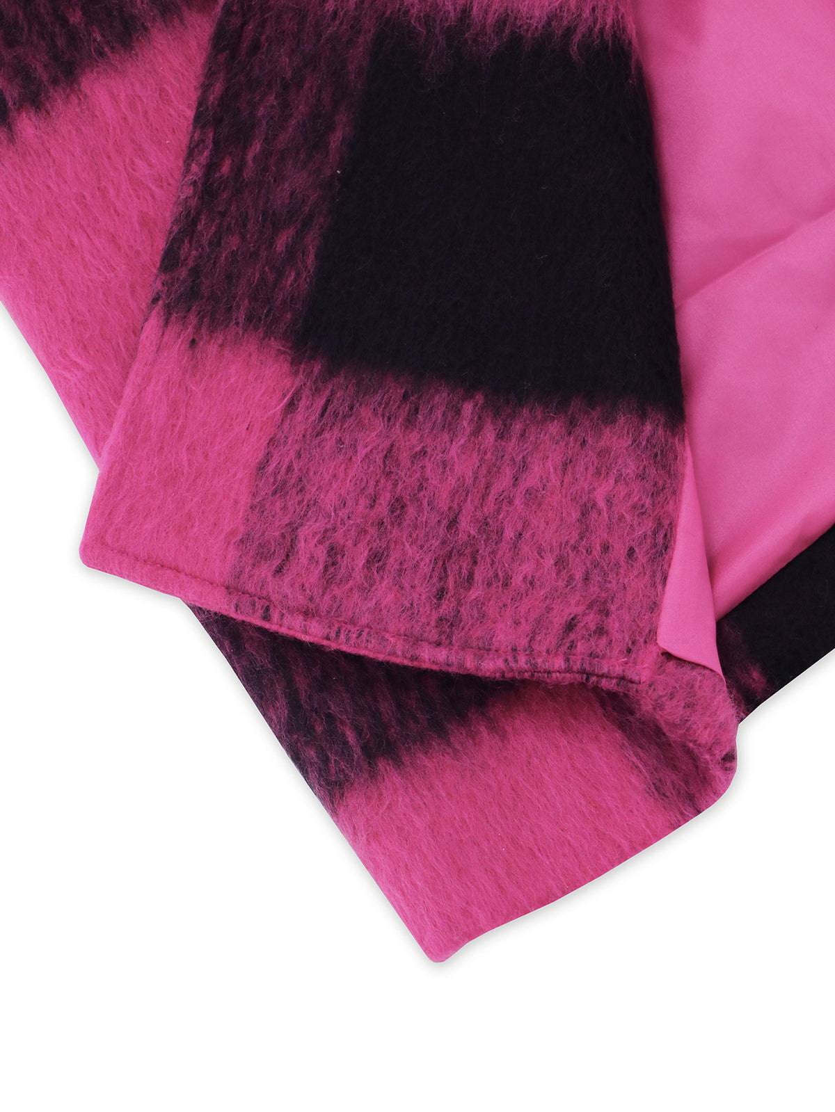 Buffalo Check Double Breasted Longline Coat - Rosered - 1