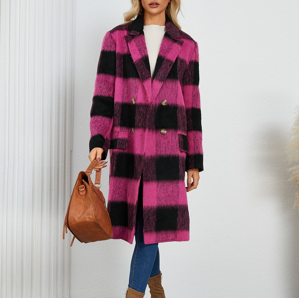 Buffalo Check Double Breasted Longline Coat