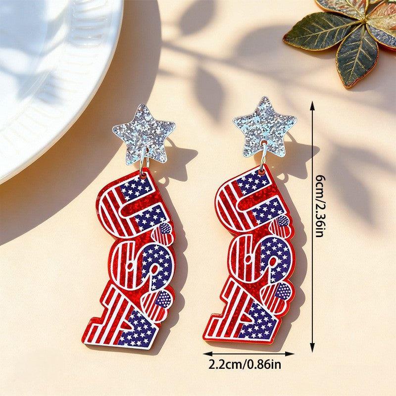 Glitter Star Top Acrylic Dangle Earrings - NO-1