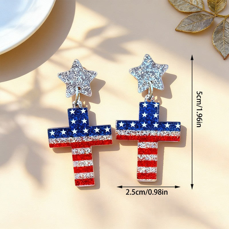 Glitter Star Top Acrylic Dangle Earrings - NO-3
