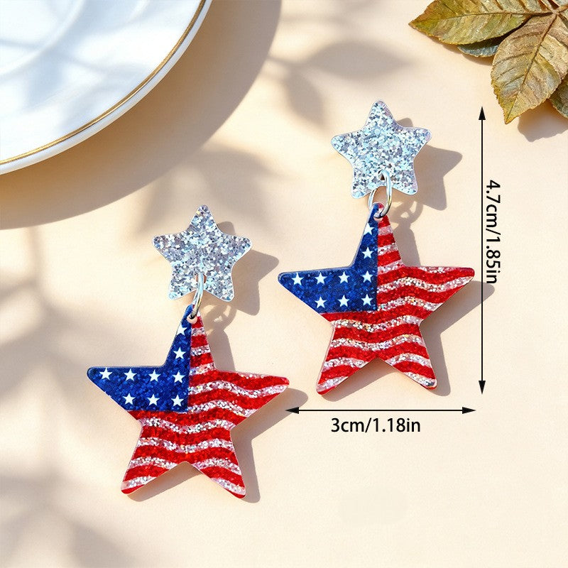 Glitter Star Top Acrylic Dangle Earrings - NO-4