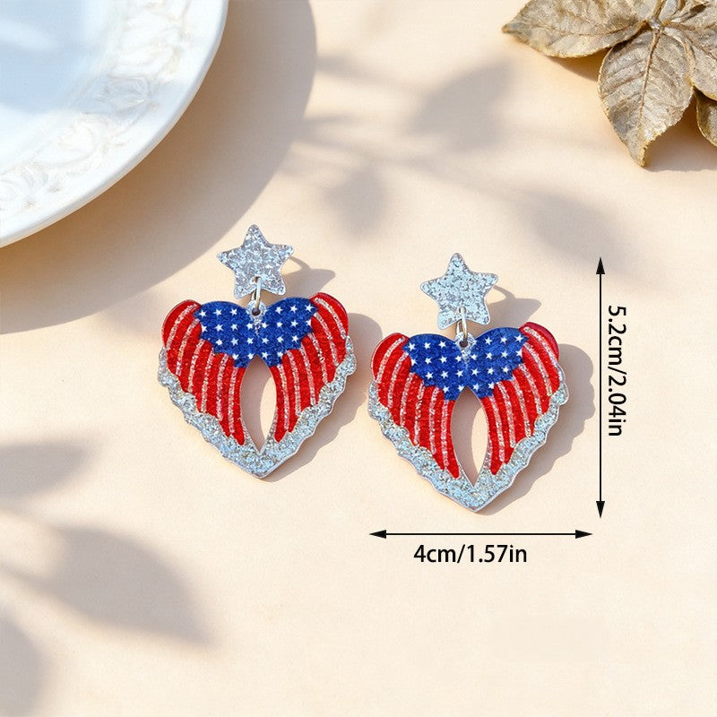 Glitter Star Top Acrylic Dangle Earrings - NO-5 - 1