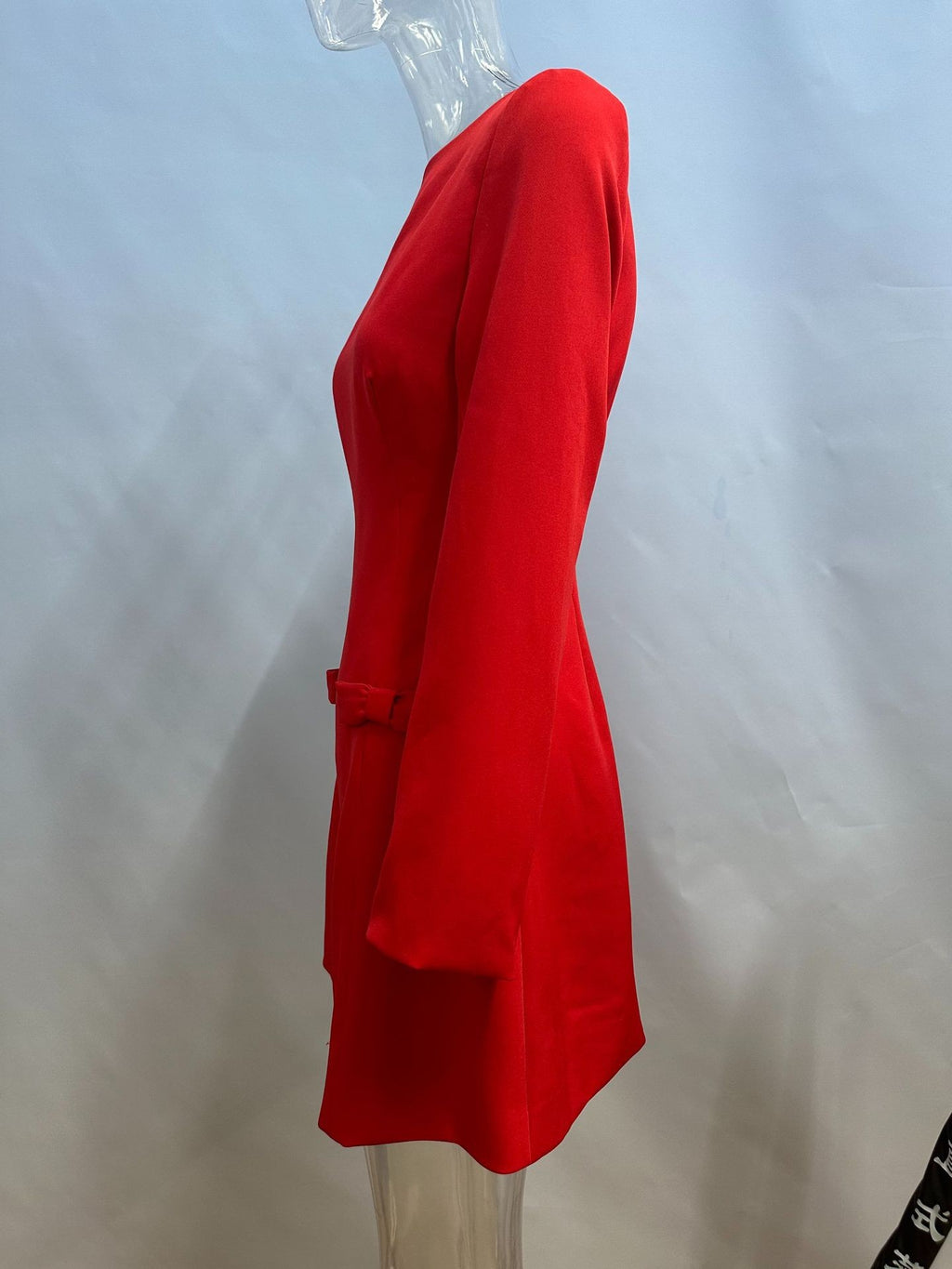 Boat Neck Bow Pocket Mini Dress - red - 3