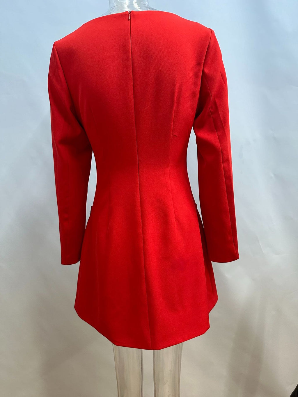 Boat Neck Bow Pocket Mini Dress - red - 4