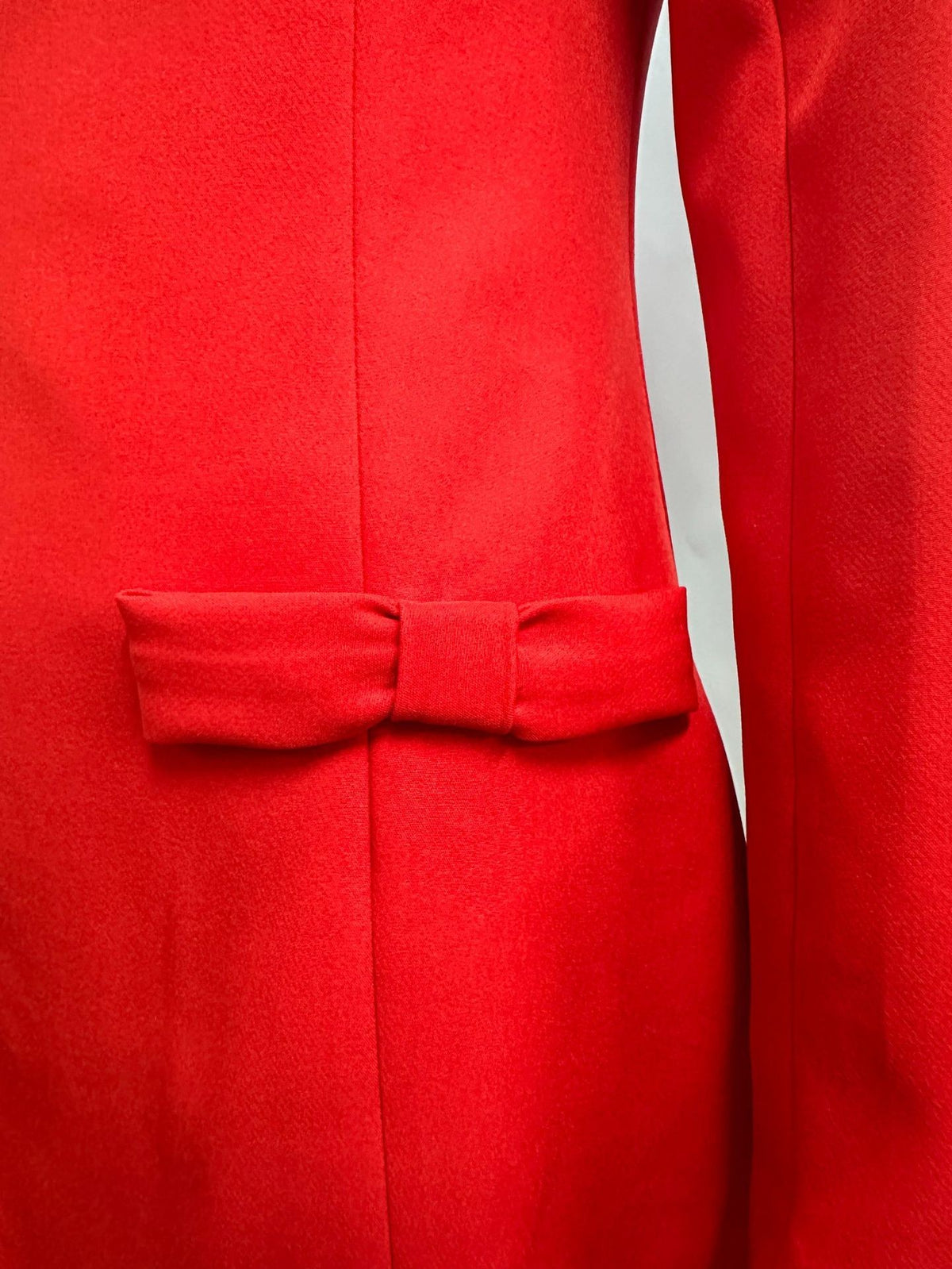 Boat Neck Bow Pocket Mini Dress - red - 5
