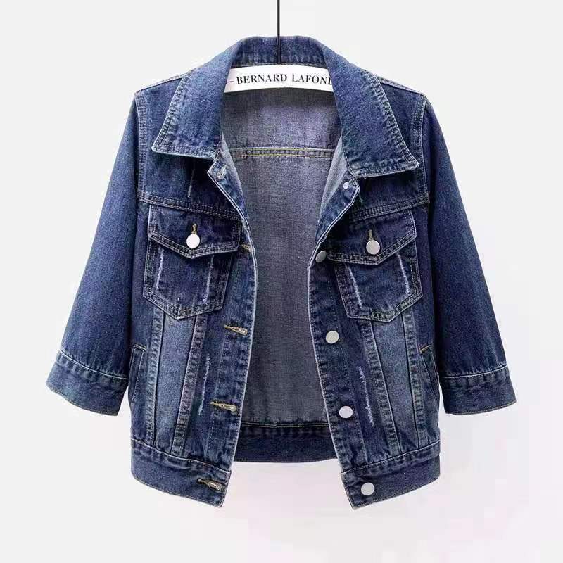 Classic Cropped Trucker Denim Jacket - Blue