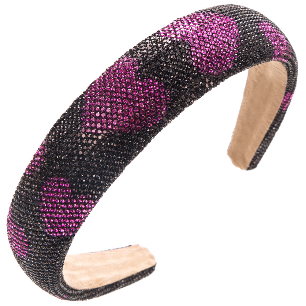 Rhinestone Heart Sparkle Padded Headband - Black