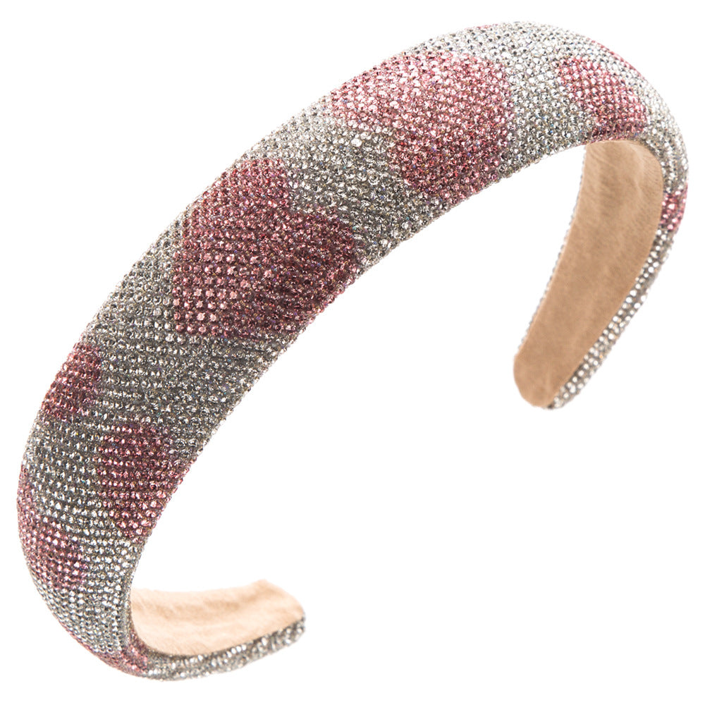 Rhinestone Heart Sparkle Padded Headband - Pink