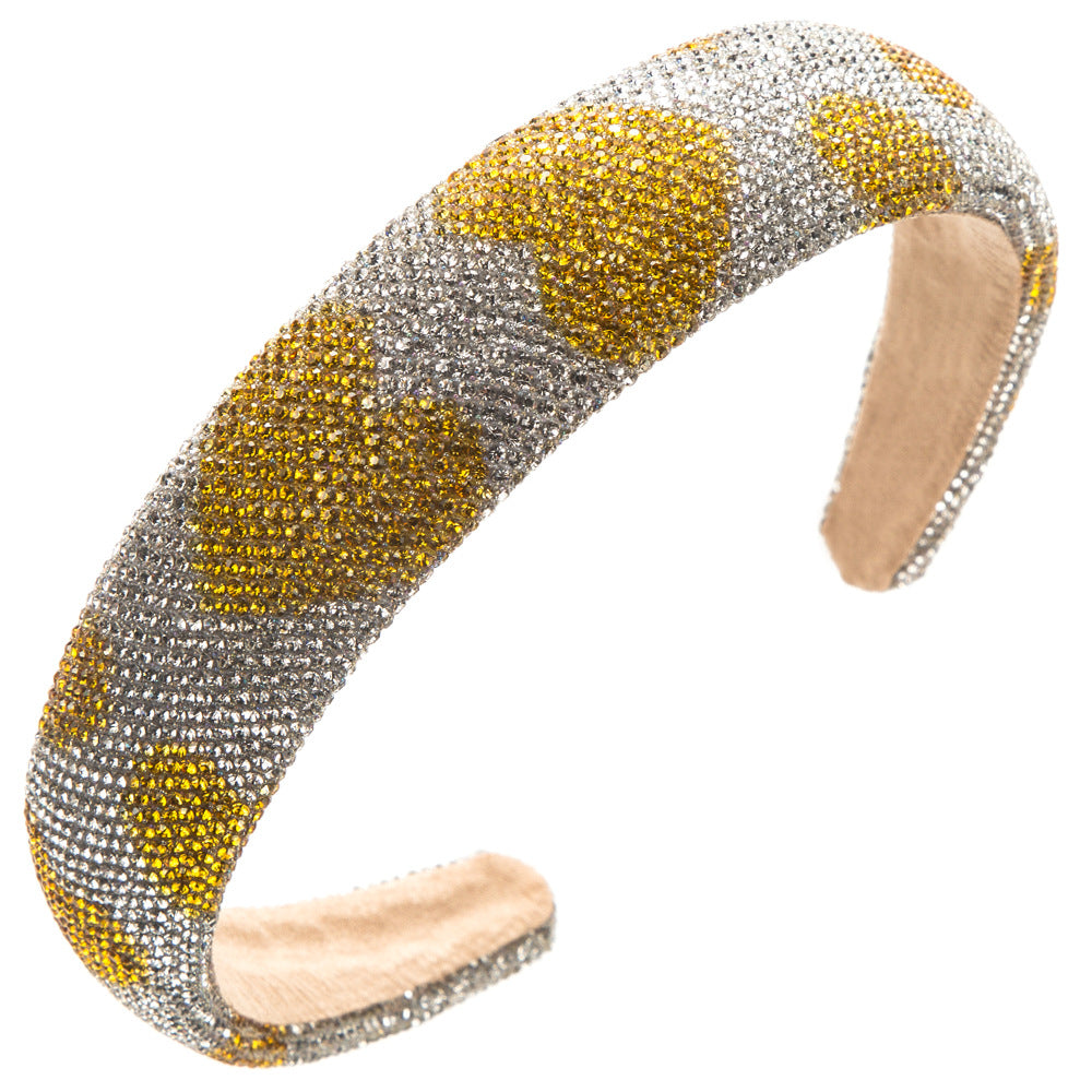 Rhinestone Heart Sparkle Padded Headband - Yellow
