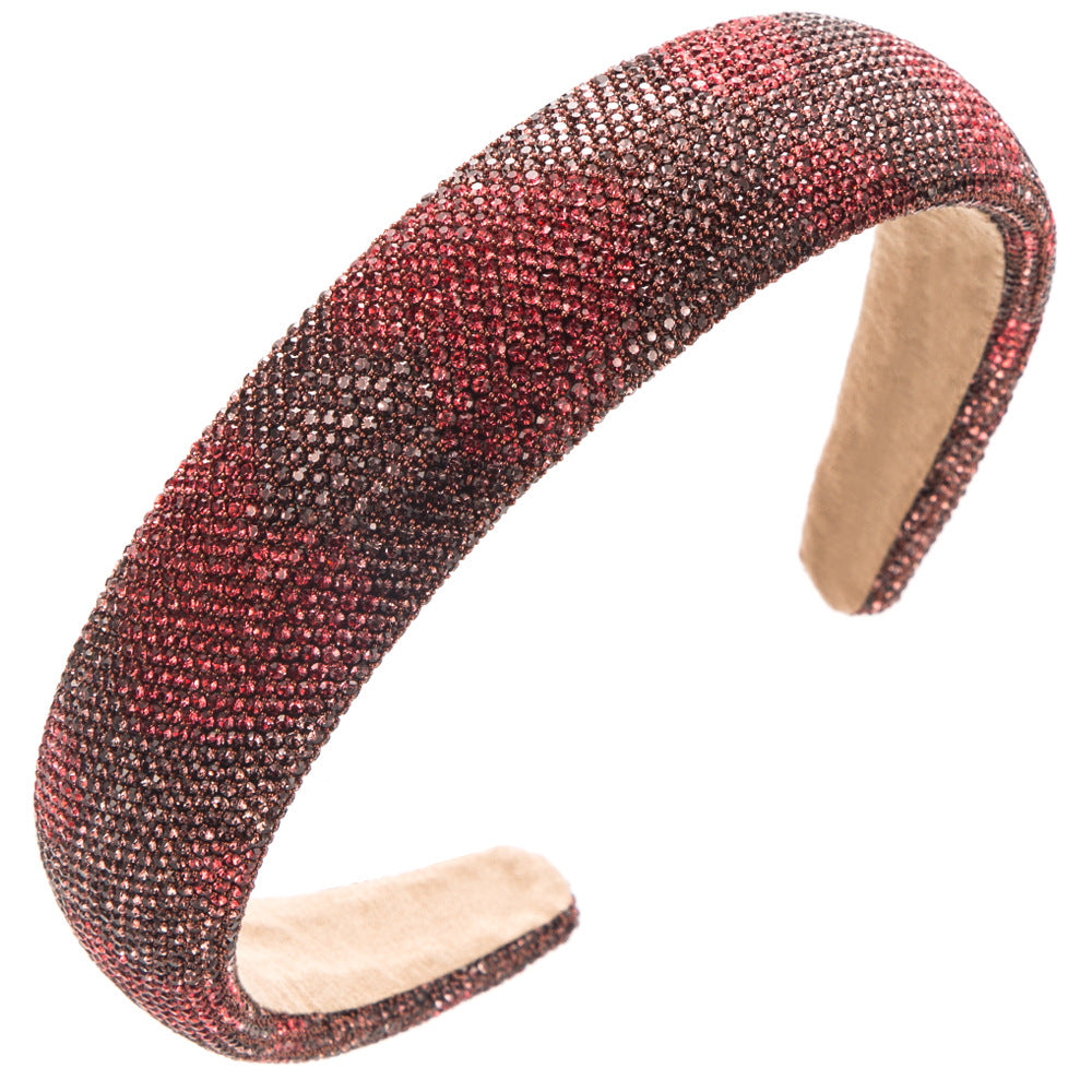 Rhinestone Heart Sparkle Padded Headband - wine