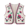 Embroidered Bloom Open Front Waistcoat - Red