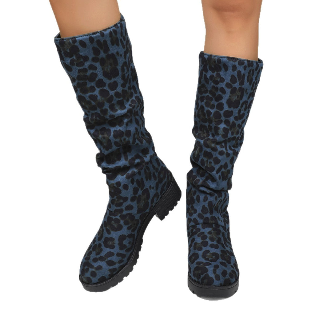 Scrunched Faux Suede Lug Sole Mid Calf Boots