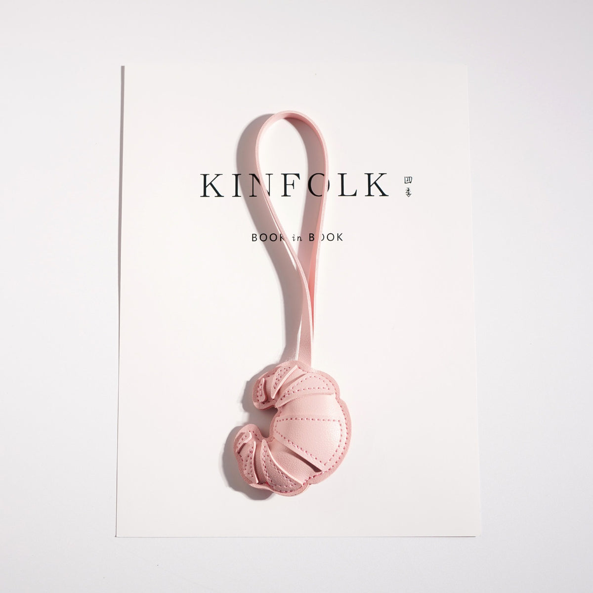 Croissant Vegan Leather Bag Charm Keychain - Pink