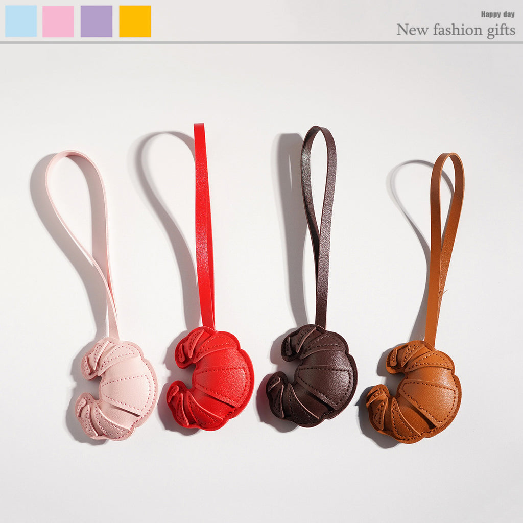 Croissant Vegan Leather Bag Charm Keychain - view 1