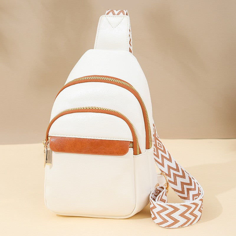 Faux Leather Sling Bag with Woven Guitar Strap