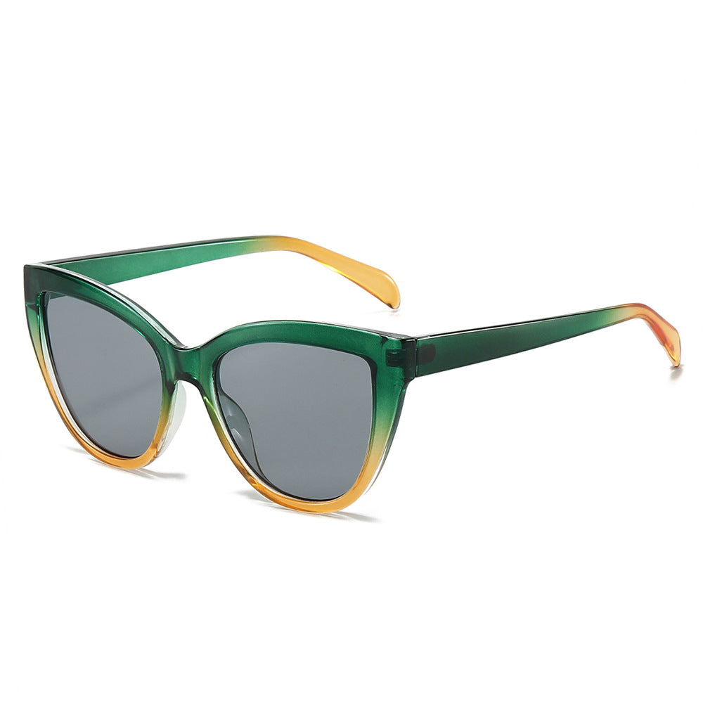 Rounded Cat Eye Gradient Lens Sunglasses - Green