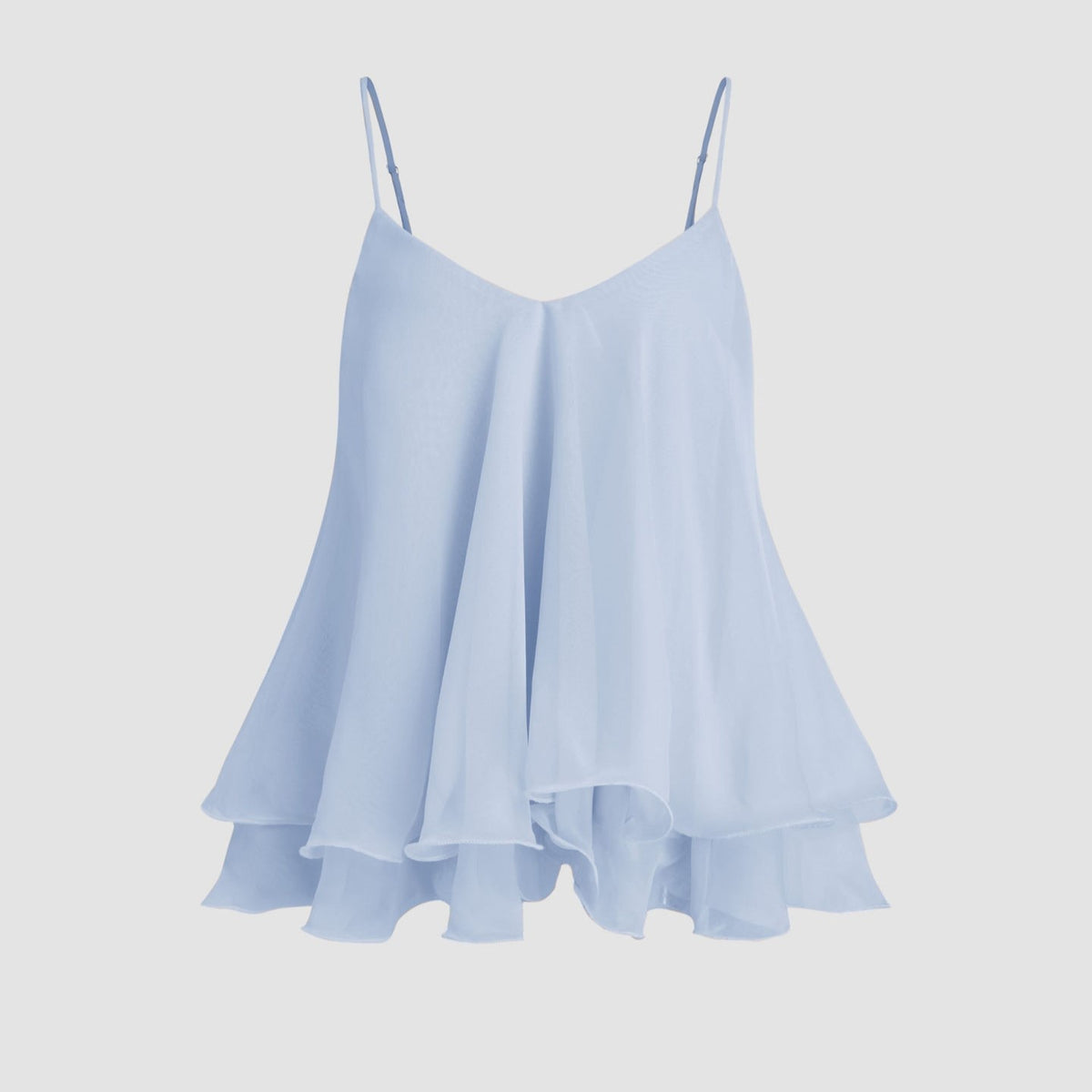 Tiered Handkerchief Hem Chiffon Camisole - Blue - 1