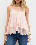 Tiered Handkerchief Hem Chiffon Camisole - Pink