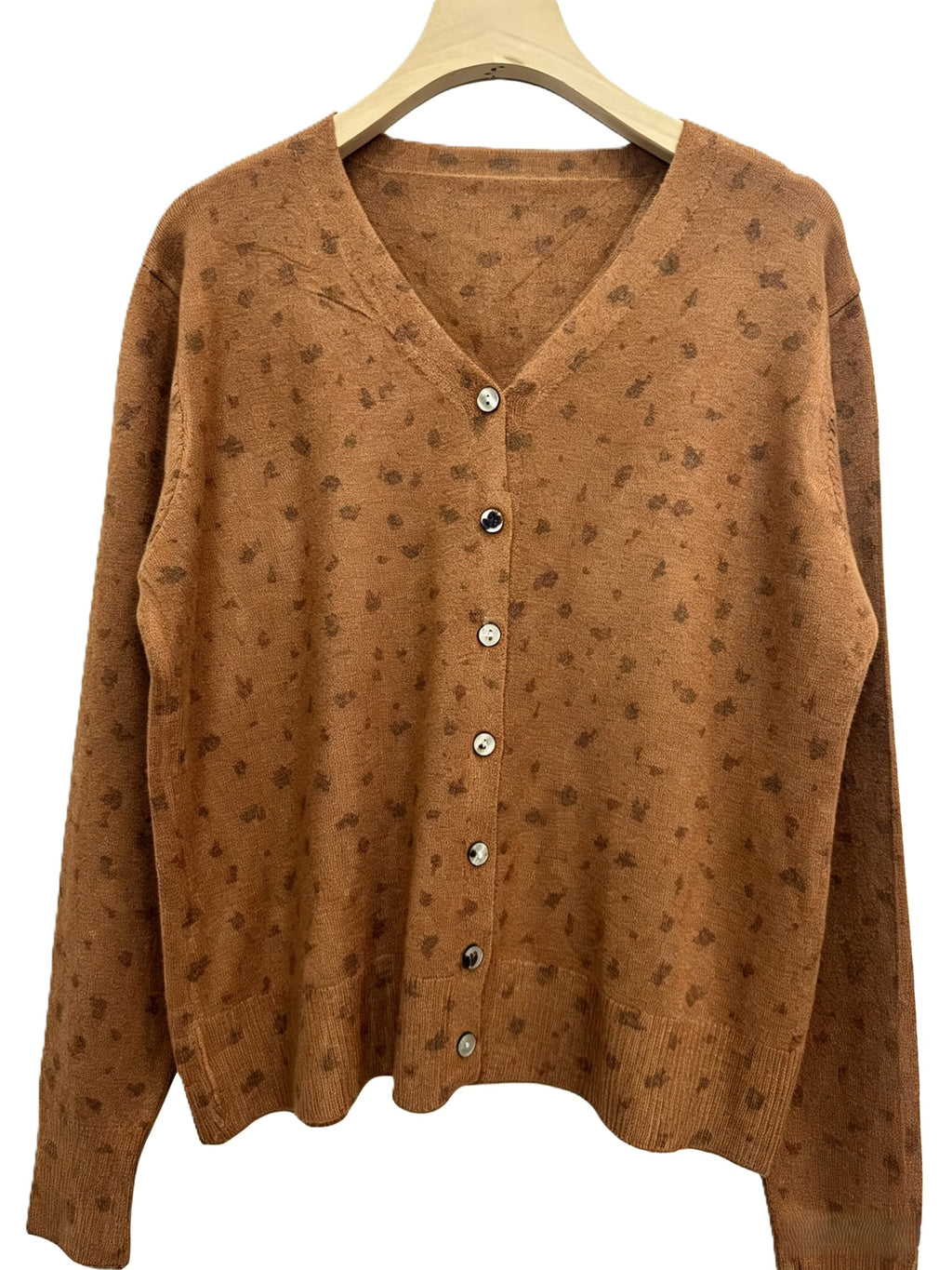 Ditsy Floral Button Front Knit Cardigan - Caramel