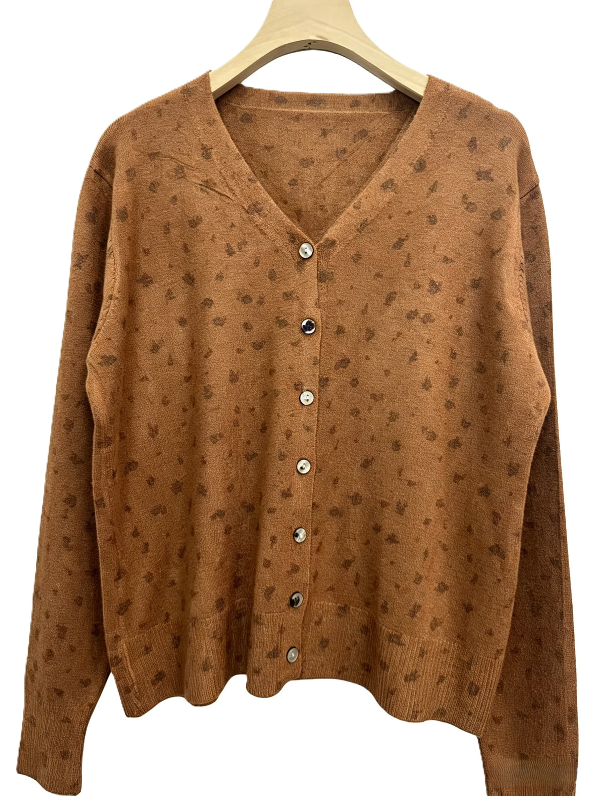 Ditsy Floral Button Front Knit Cardigan - Caramel