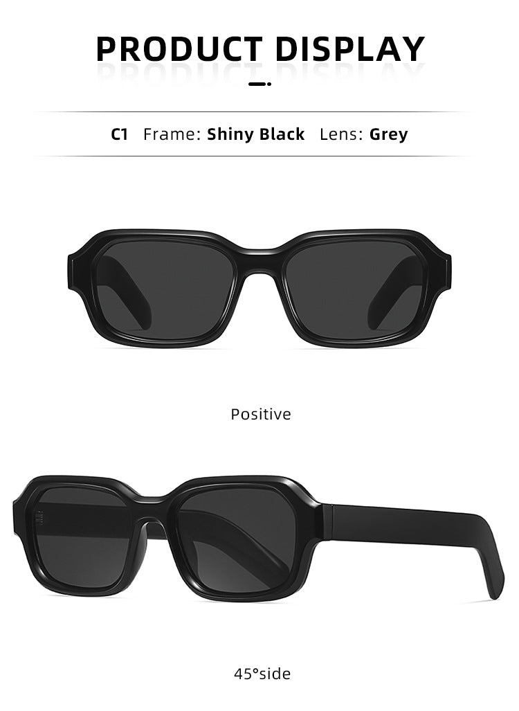 Thick-Frame Retro Square Colour-Block Sunglasses