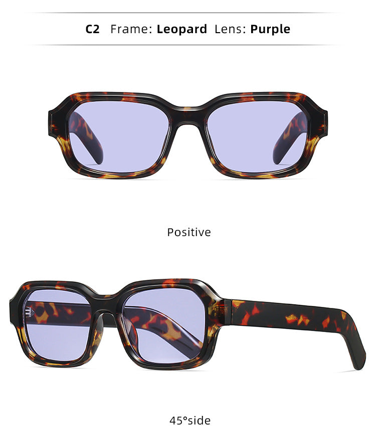 Thick-Frame Retro Square Colour-Block Sunglasses - view 3