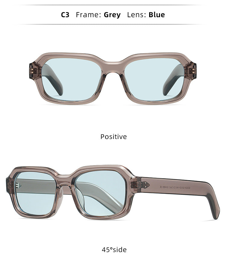 Thick-Frame Retro Square Colour-Block Sunglasses - view 4