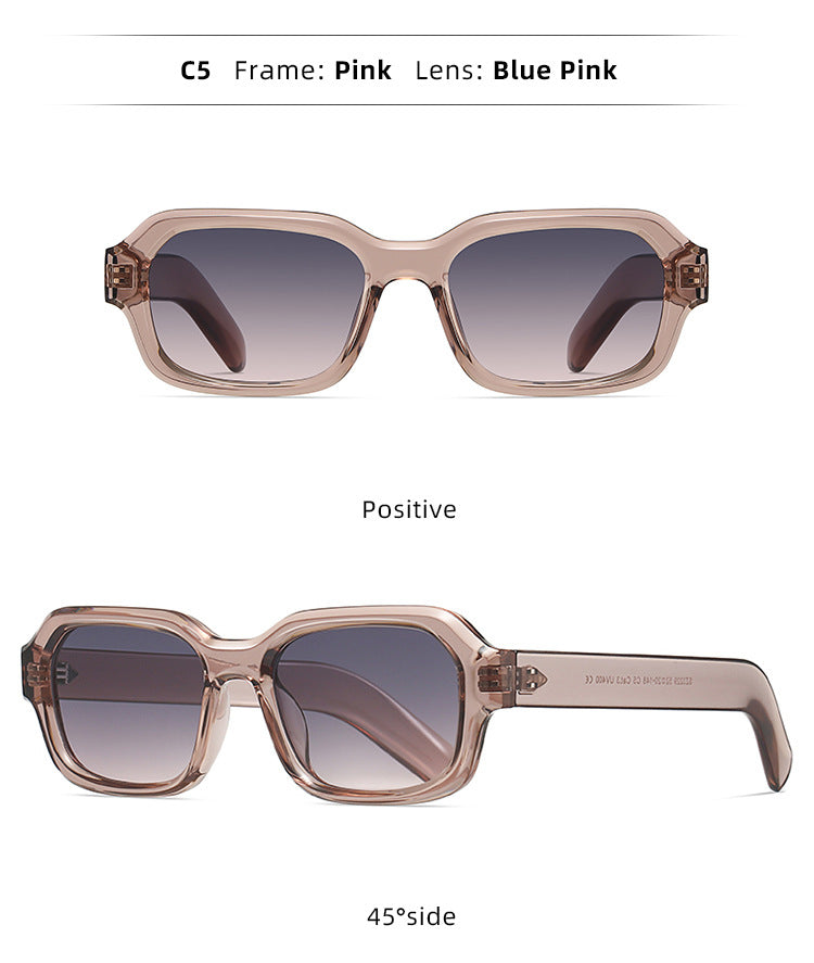 Thick-Frame Retro Square Colour-Block Sunglasses - view 6