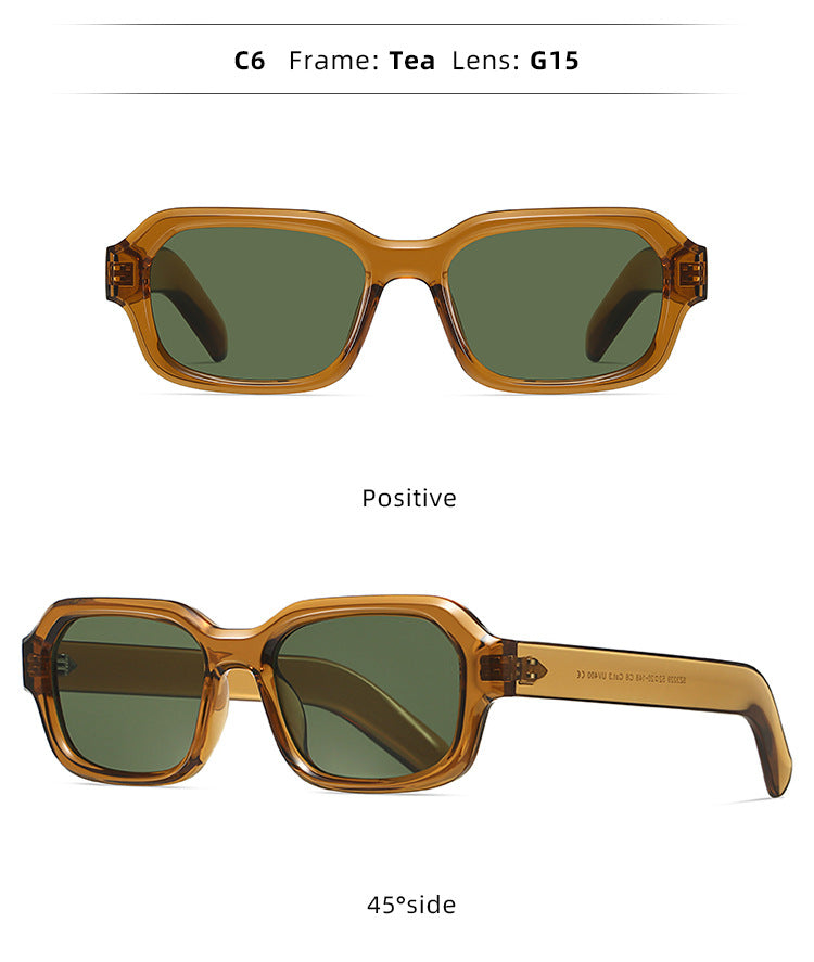 Thick-Frame Retro Square Colour-Block Sunglasses - view 7