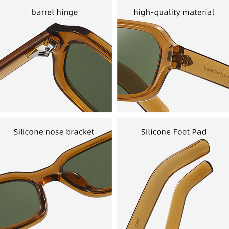 Thick-Frame Retro Square Colour-Block Sunglasses - view 8