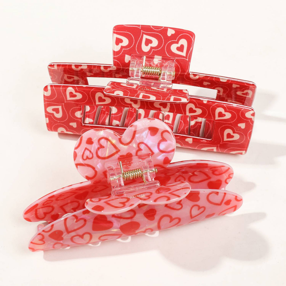 Glossy Heart Print Claw Clip Set - view 4