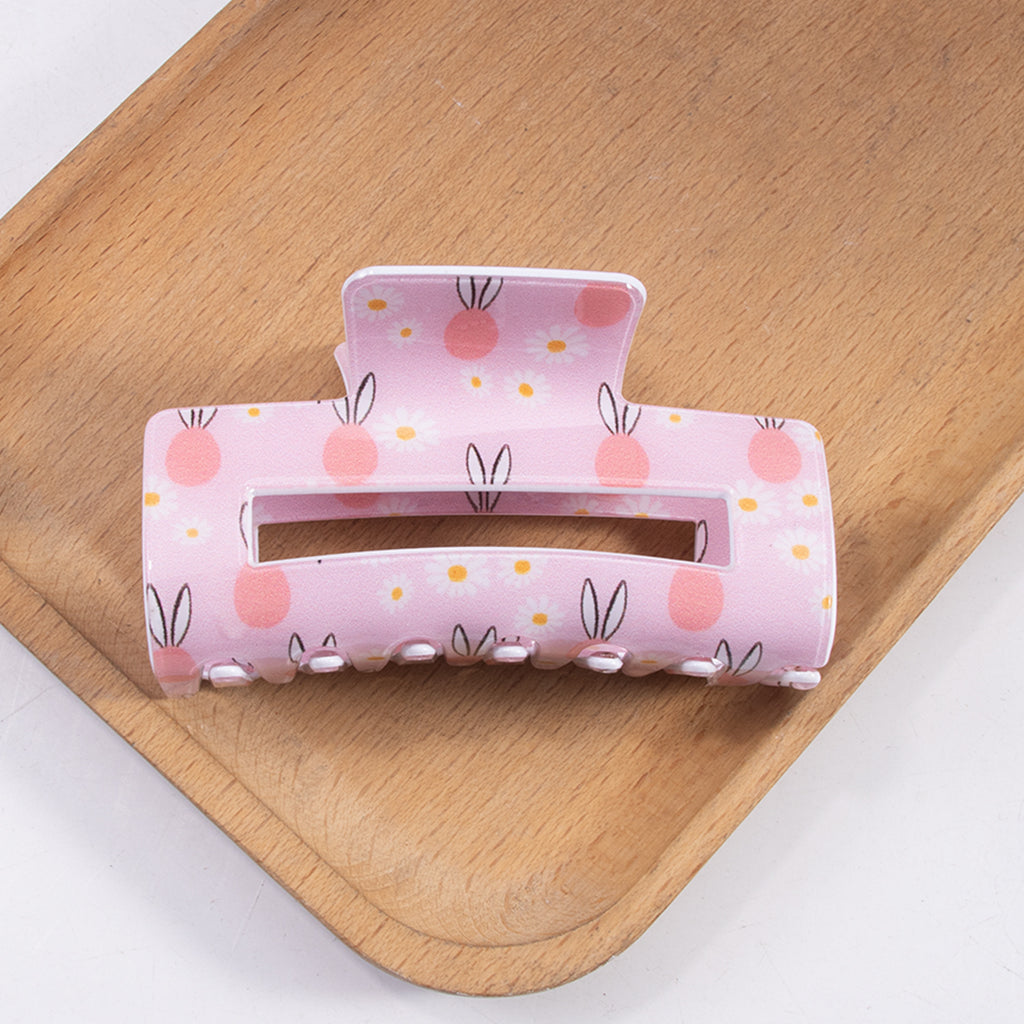 Bunny Print Rectangle Hair Claw Clip - Color_03