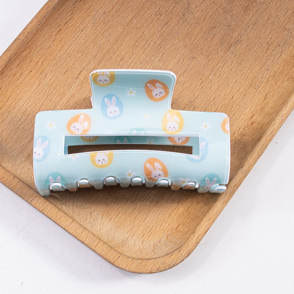 Bunny Print Rectangle Hair Claw Clip - Color_04