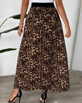 Pleated Leopard Print Maxi Skirt - Leopard