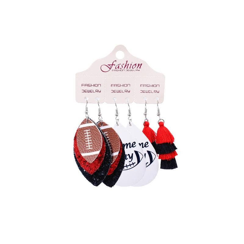 Game Day Football Tassel Earring Set
