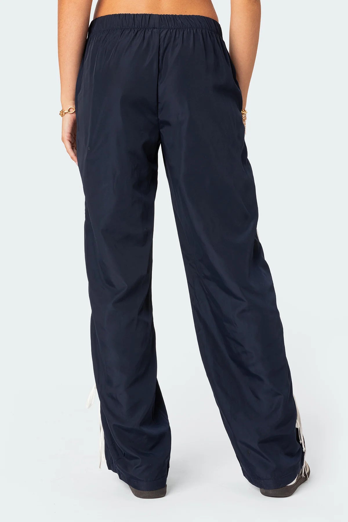 Side Stripe Bow Hem Track Pants - Navy - 2