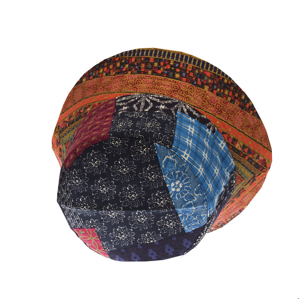 Quilted Patchwork Folk Print Bucket Hat - Orange - 1