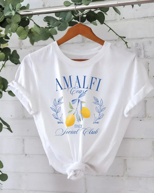 Amalfi Lemon Graphic Crew Tee - White