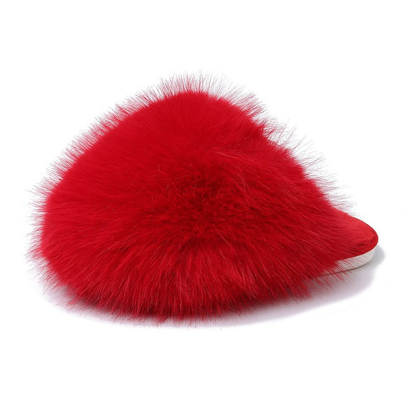 Oversized Plush Faux Fur Slip-On Slippers