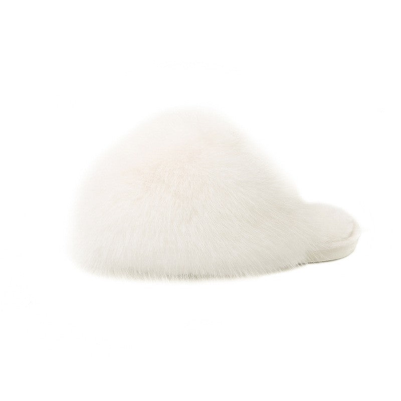 Oversized Plush Faux Fur Slip-On Slippers