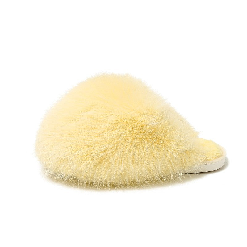 Oversized Plush Faux Fur Slip-On Slippers