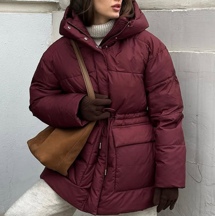 Hooded Patch Pocket Padded Puffer Jacket - view 1